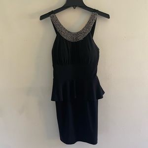 Black peplum mini dress
